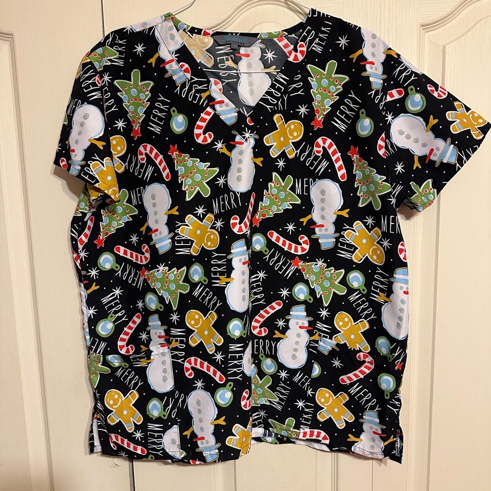 Christmas Scrub Top 1X Serene Uniforms - NWOT